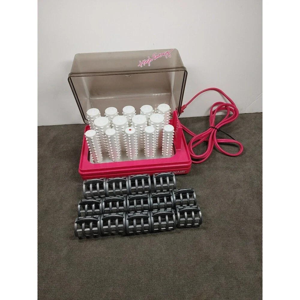 VTG CONAIR HOT ROLLERS HIGH ENERGY w/ Clips HOT PINK Beauty Pageant Model 401